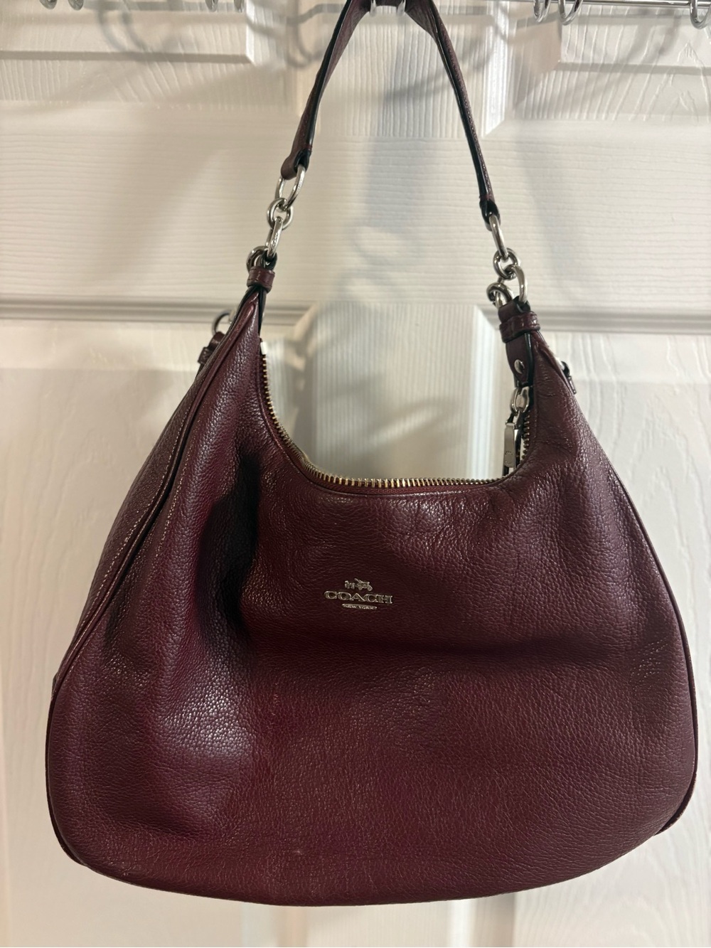 Coach Pebbled Leather Harley Hobo in Deep Burgundy